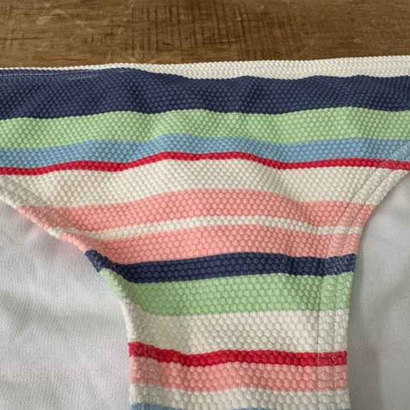 NWT Roxy Line Up Bikini Bottoms In Bright White The Line Up Stripe~ medium - Picture 6 of 8